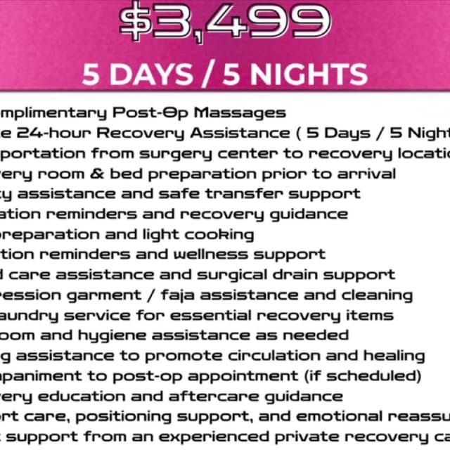 5 DAYS / 5 NIGHTS at BBL ELITE RECOVERY CARE